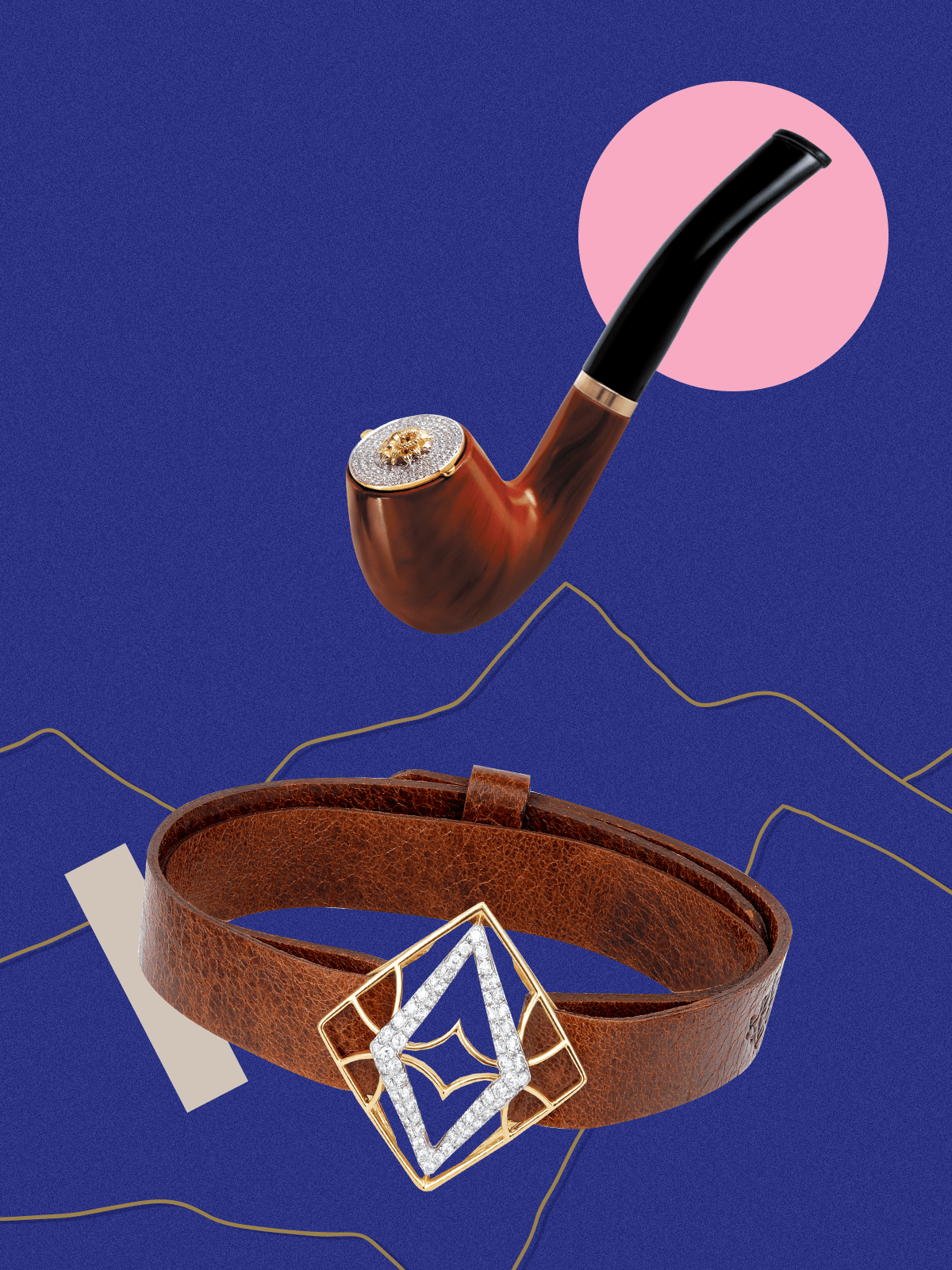 Celebrate Super Dad 6 Smoking Pipe by Sawansukha and Belt by Anmol