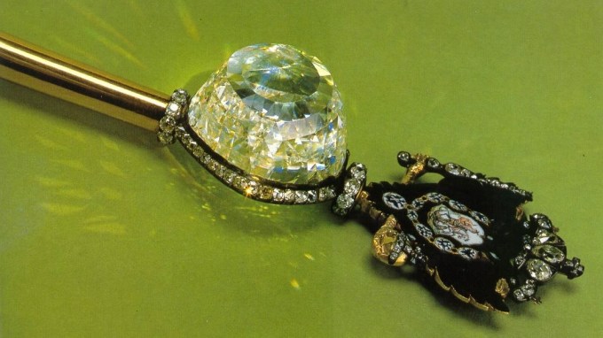 The Orlov Diamond in the Russian Imperial Sceptre.