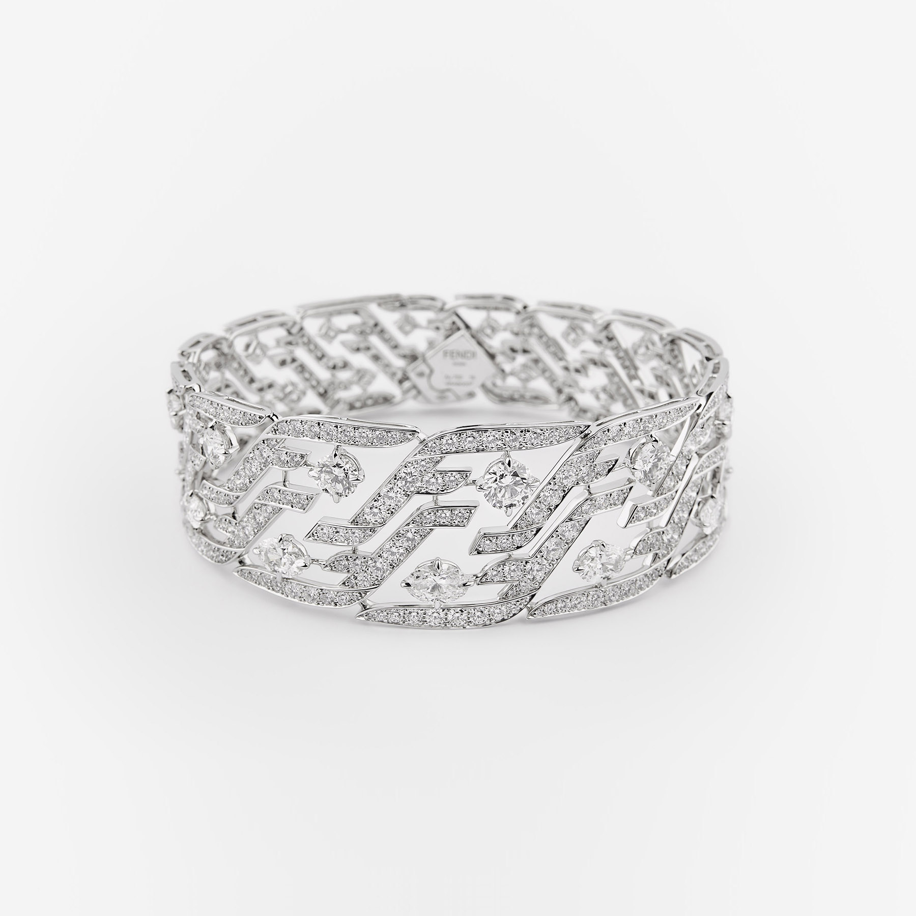 A Look At Fendi’s First-Ever High Jewellery collection: Fendi Triptych 6 White Gold Bracelet Set with Diamonds