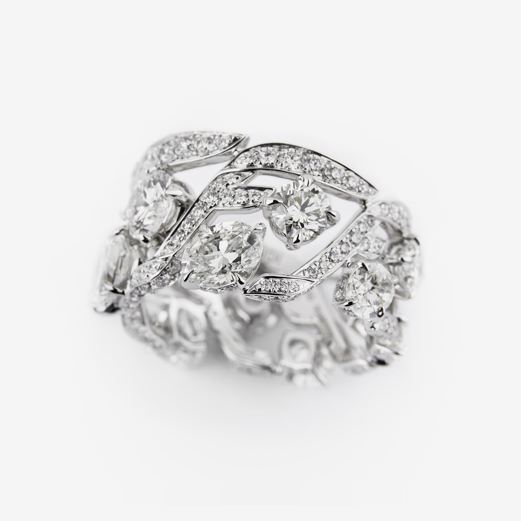 White Gold Ring Adorned with Diamonds