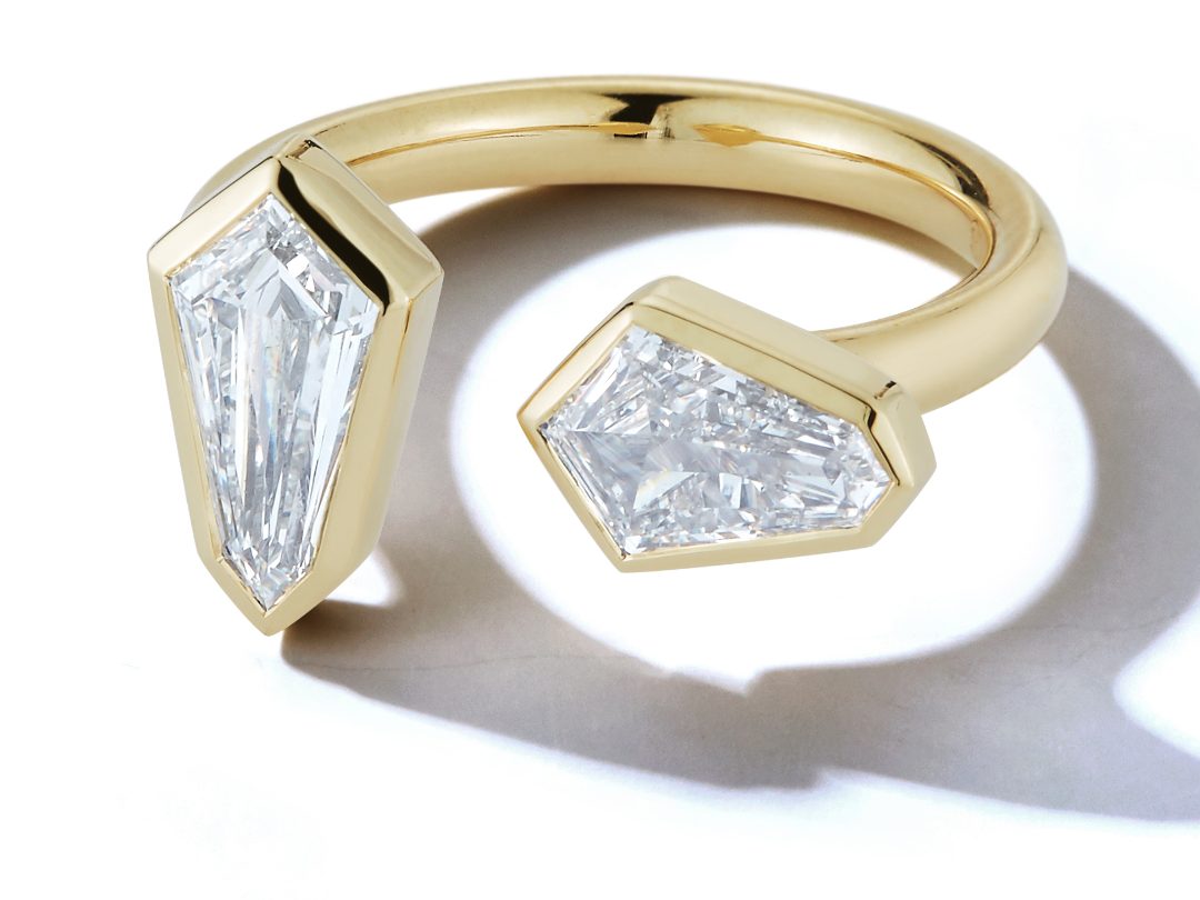 kite shaped diamond engagement ring