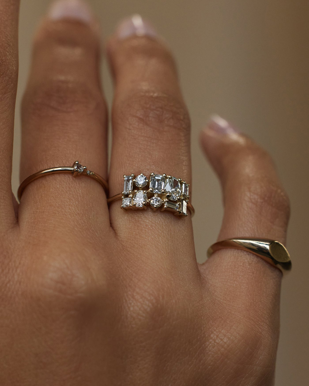 Raw Diamond Multi Stone Ring Band | Herkimer Diamond Ring | –  DaddyDaughterjewelry