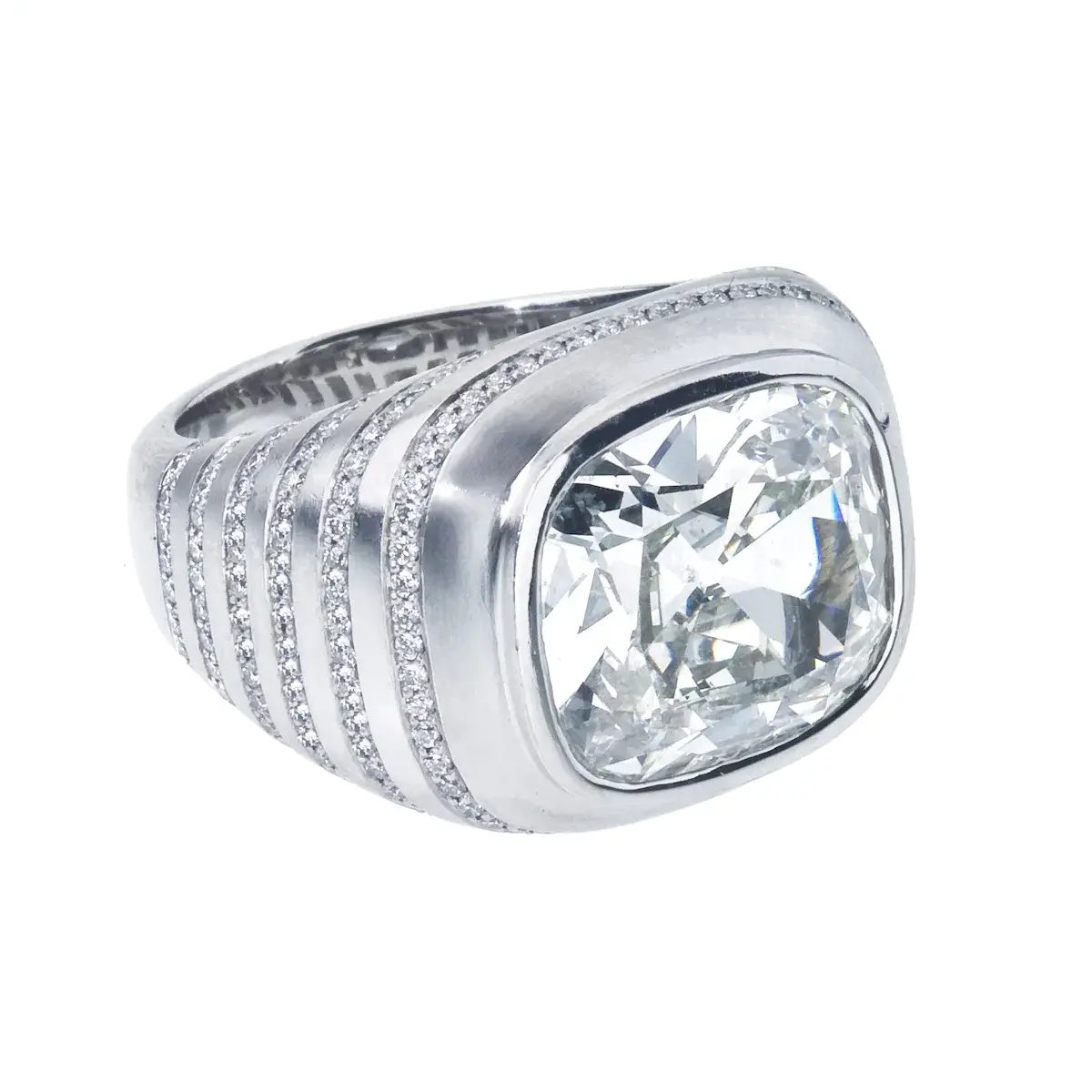 old diamonds: cushion cut pinstripe diamond ring