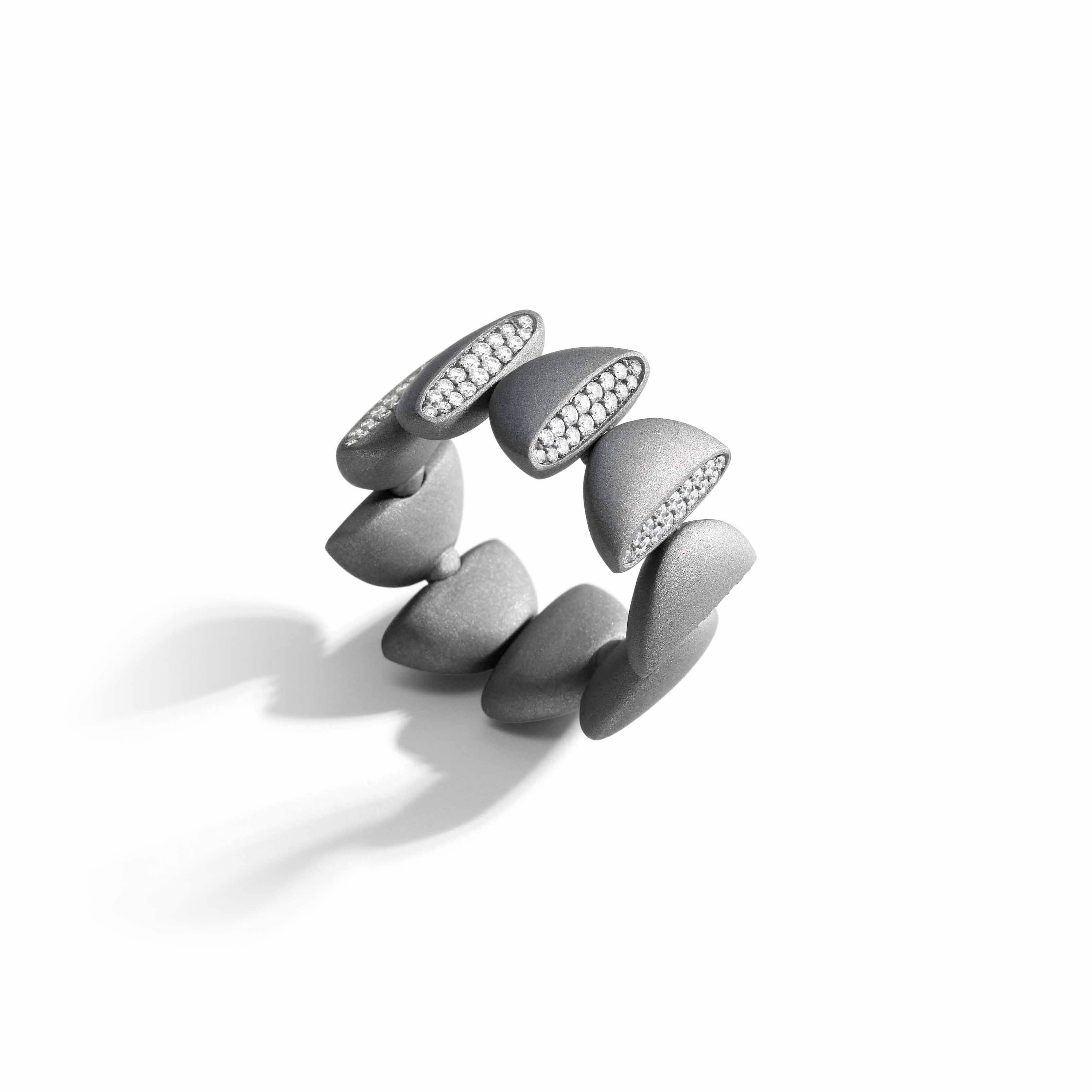 Titanium Jewelry Vhernier Eclisse Ring in titanium and diamonds, $8,650, vhernier.com