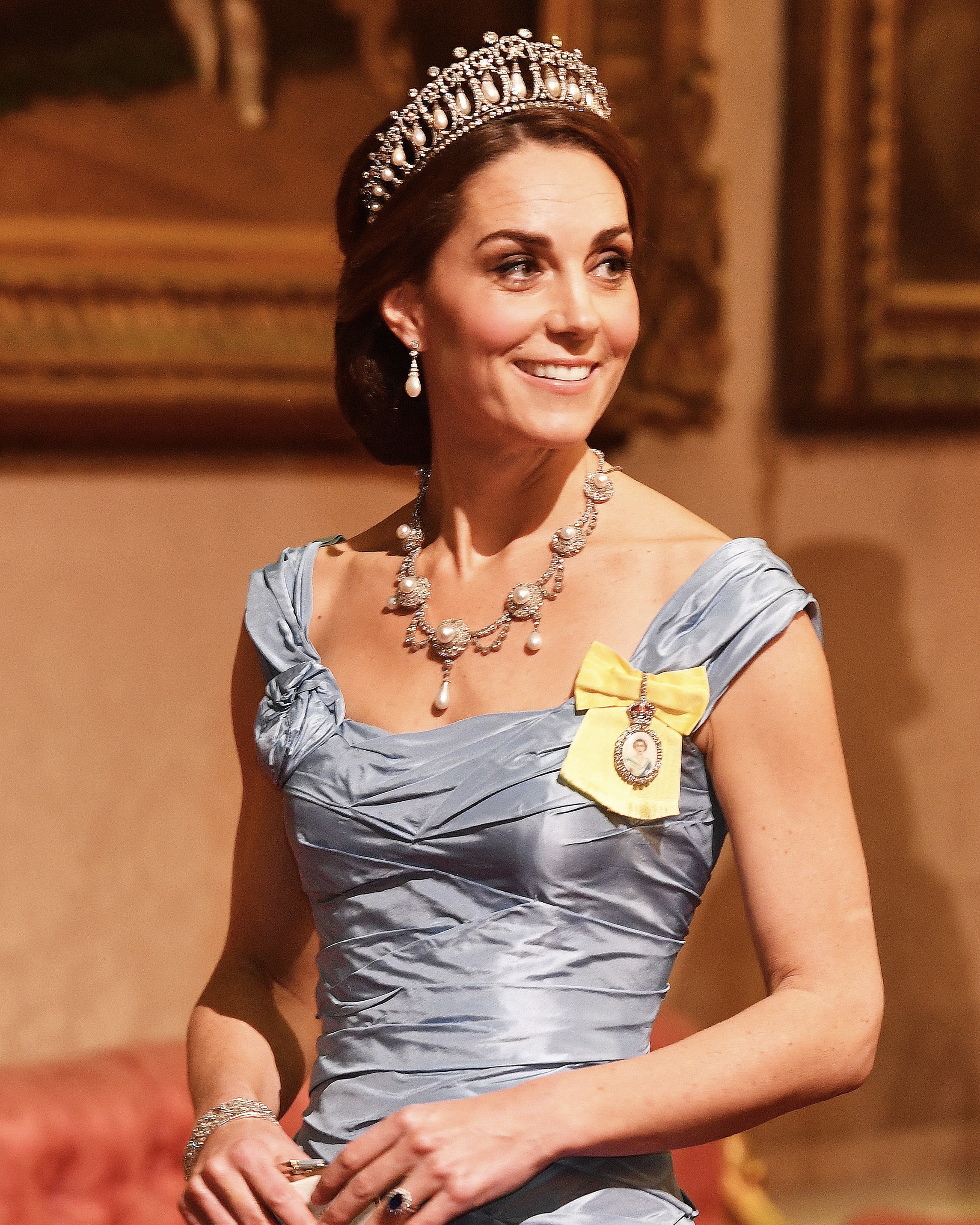 Kate Middleton wore the historic royal natural diamond Lover's Knot Tiara on multiple occasions, which was previously loved by the late Princess Diana.