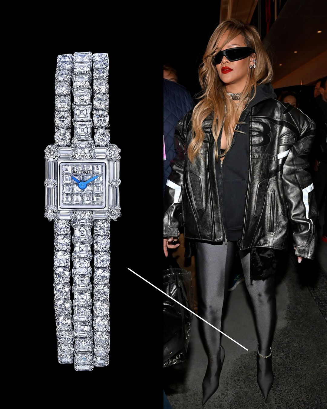 Best Celebrity Natural Diamond Looks of 2023 Rihanna Diamond Watch Anklet