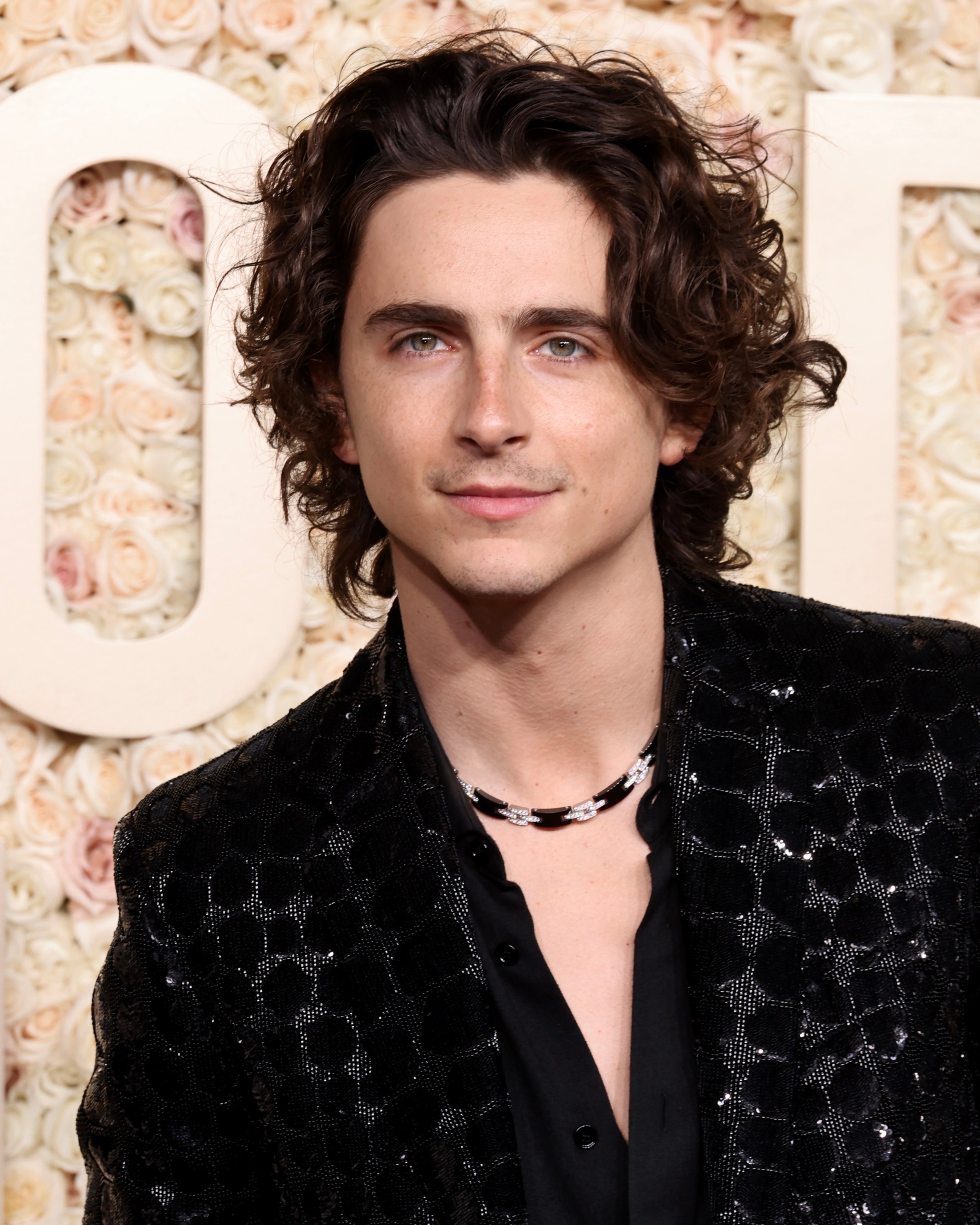 Timothée Chalamet at the 2024 Golden Globes in Natural Diamond Jewelry