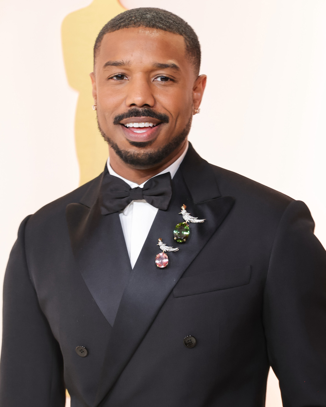 Oscars Jewelry: Michael B. Jordan wore two massive Tiffany & Co. diamond “Bird on a Rock” brooches at the 2023 Academy Awards Animal Jewelry
