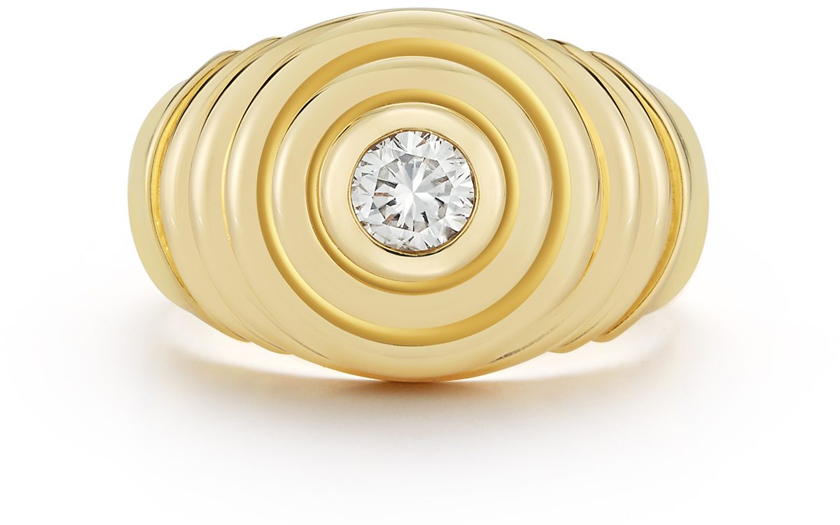 Mob Wife Aesthetic Natural Diamond and chunky gold Ring
