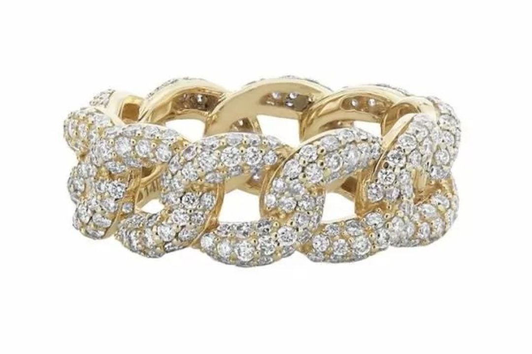 Mob Wife Aesthetic Natural Diamond and gold chain link Ring
