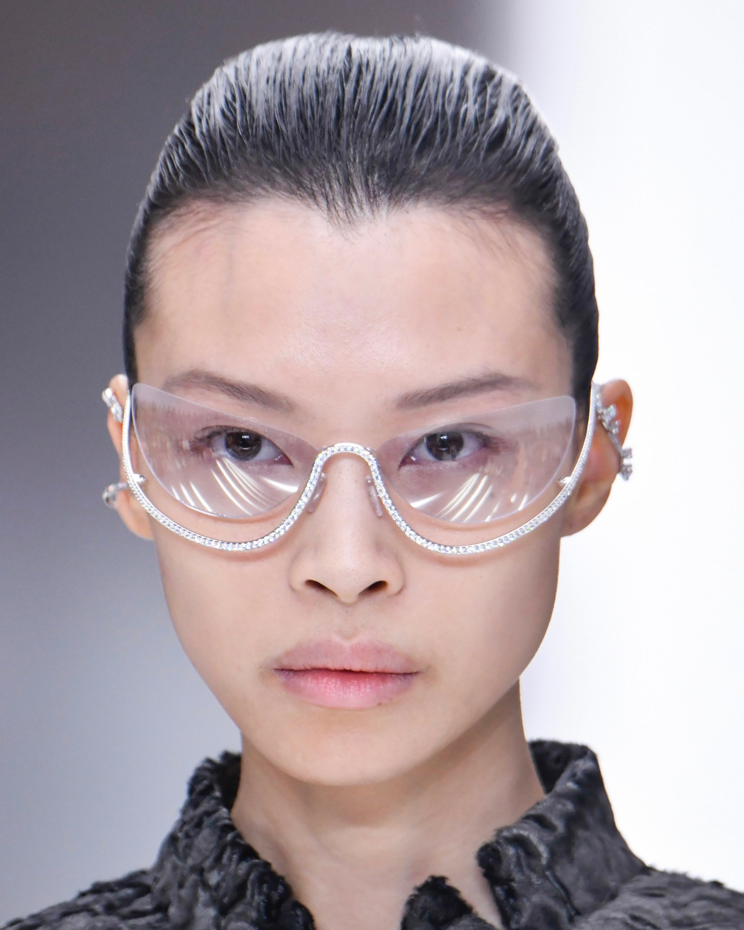 Fendi Haute Couture Spring/Summer 2024 runway show with diamond-studded sunglasses during of Paris Fashion Week