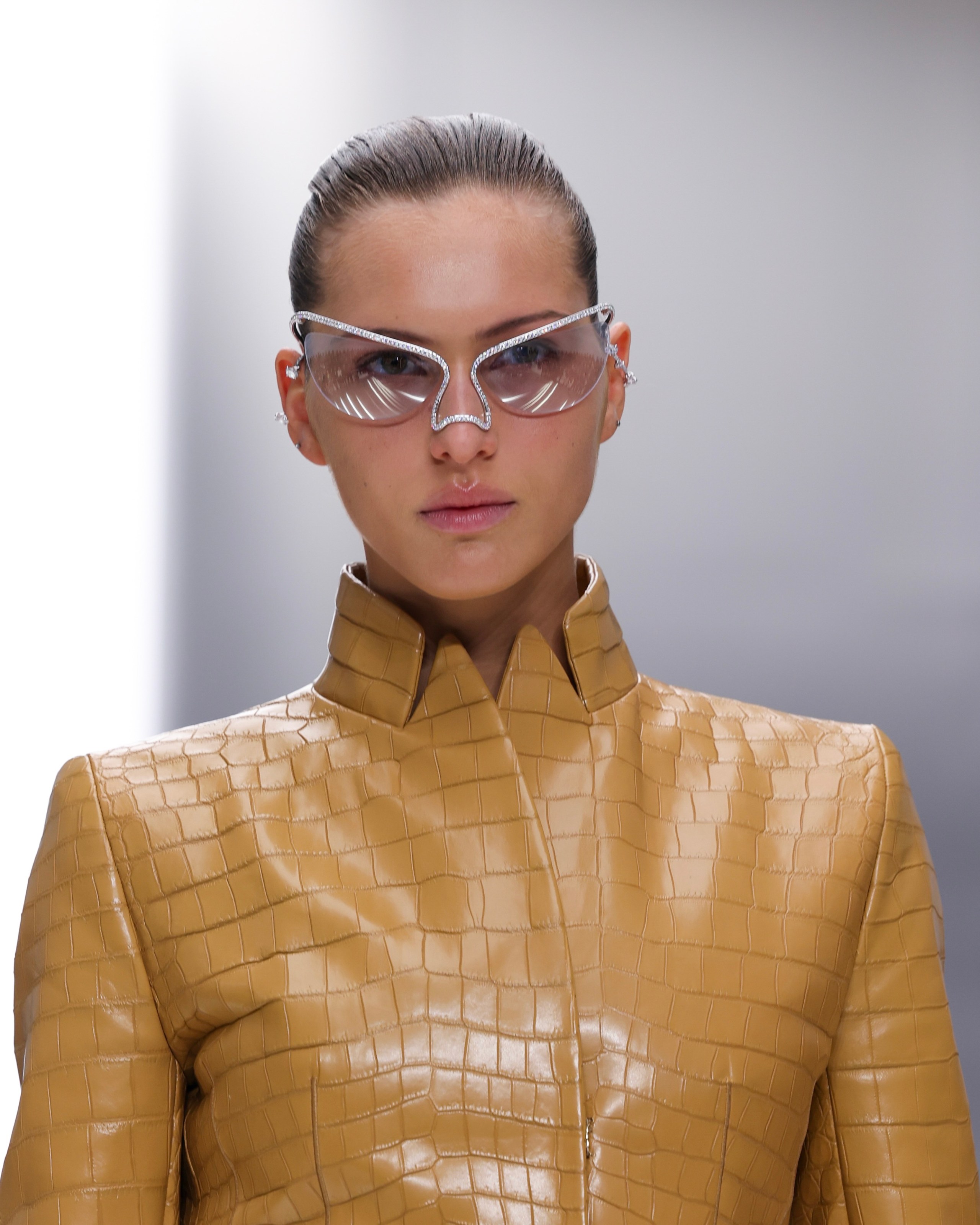 Fendi Haute Couture Spring/Summer 2024 runway show with diamond-studded sunglasses during of Paris Fashion Week