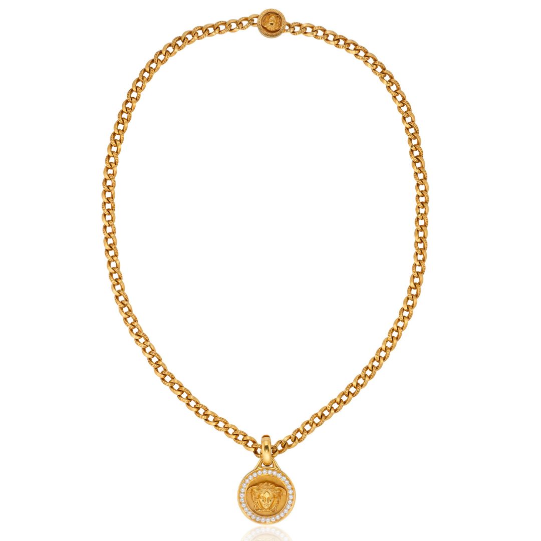 Elton John's Versace Diamond and Gold Medusa Head Pendant
