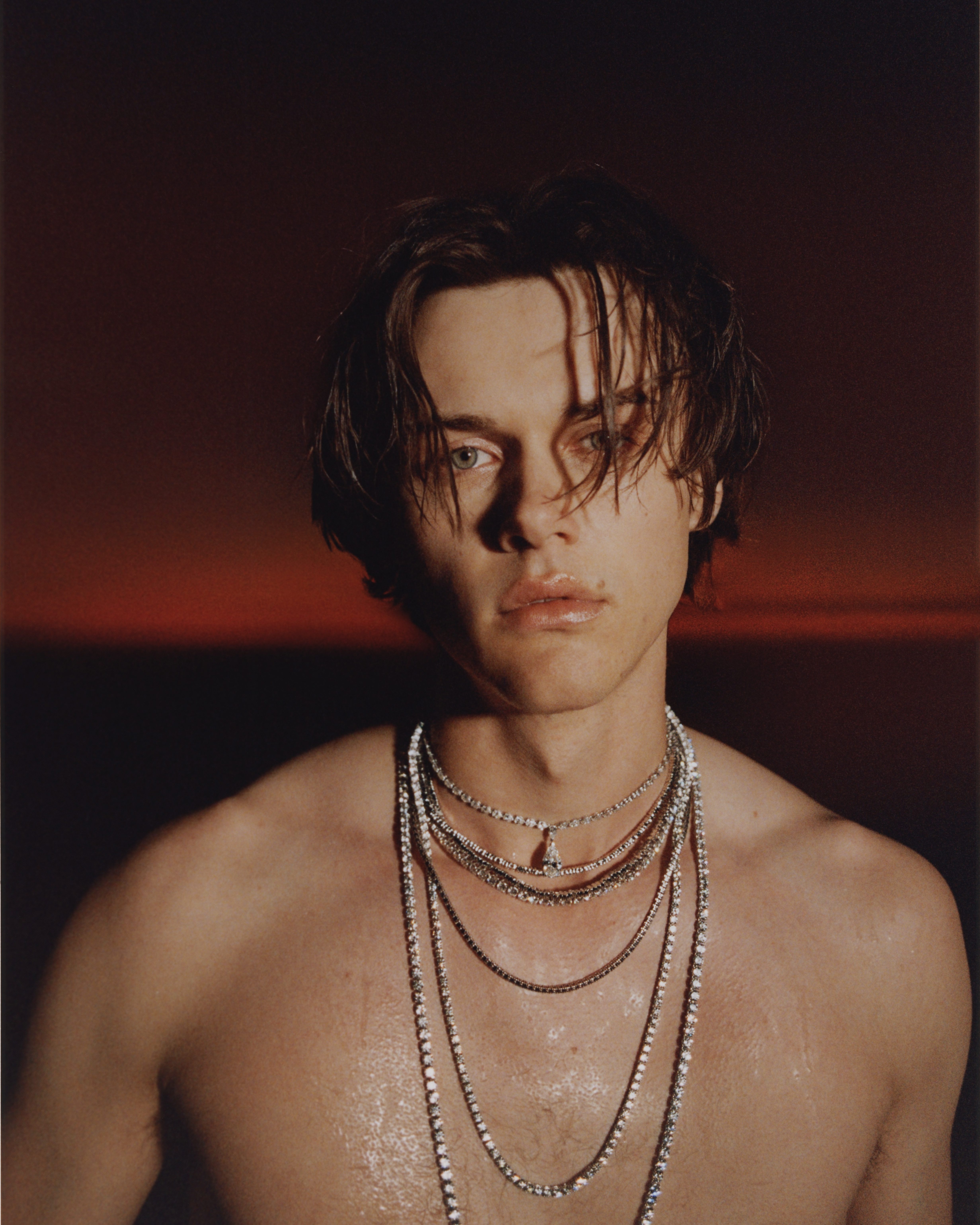 Christopher Briney, Actor wearing diamond chains
