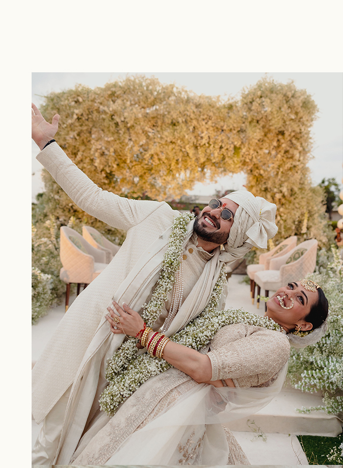 Palak and Avnish styling natural diamonds in their wedding 