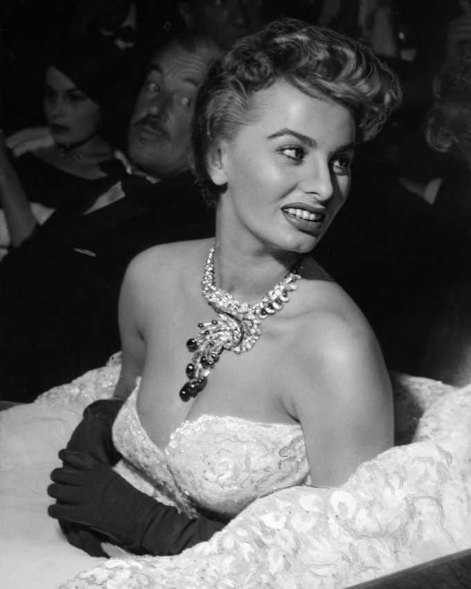 Sophia Loren Wore a Diamond Statement Necklace to the 1955 Cannes Film Festival