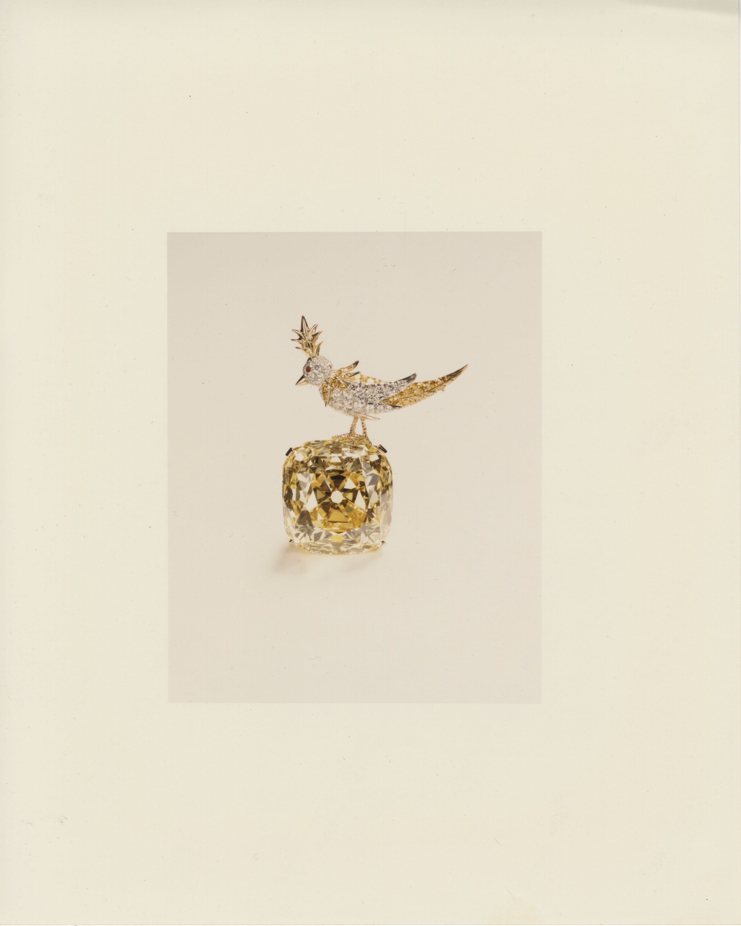 Bird Jewelry The Tiffany Diamond, Set in the Bird on a Rock Setting. (Courtesy of Tiffany & Co.)