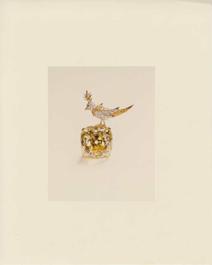 Bird Jewelry The Tiffany Diamond, Set in the Bird on a Rock Setting. (Courtesy of Tiffany & Co.)