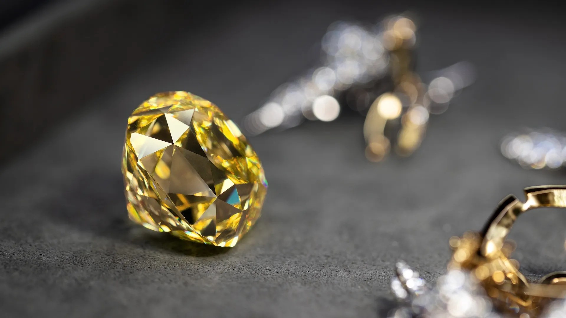 The 128.54-carat cushion shape brilliant  Tiffany yellow diamond. (Courtesy of Tiffany & Co.)
