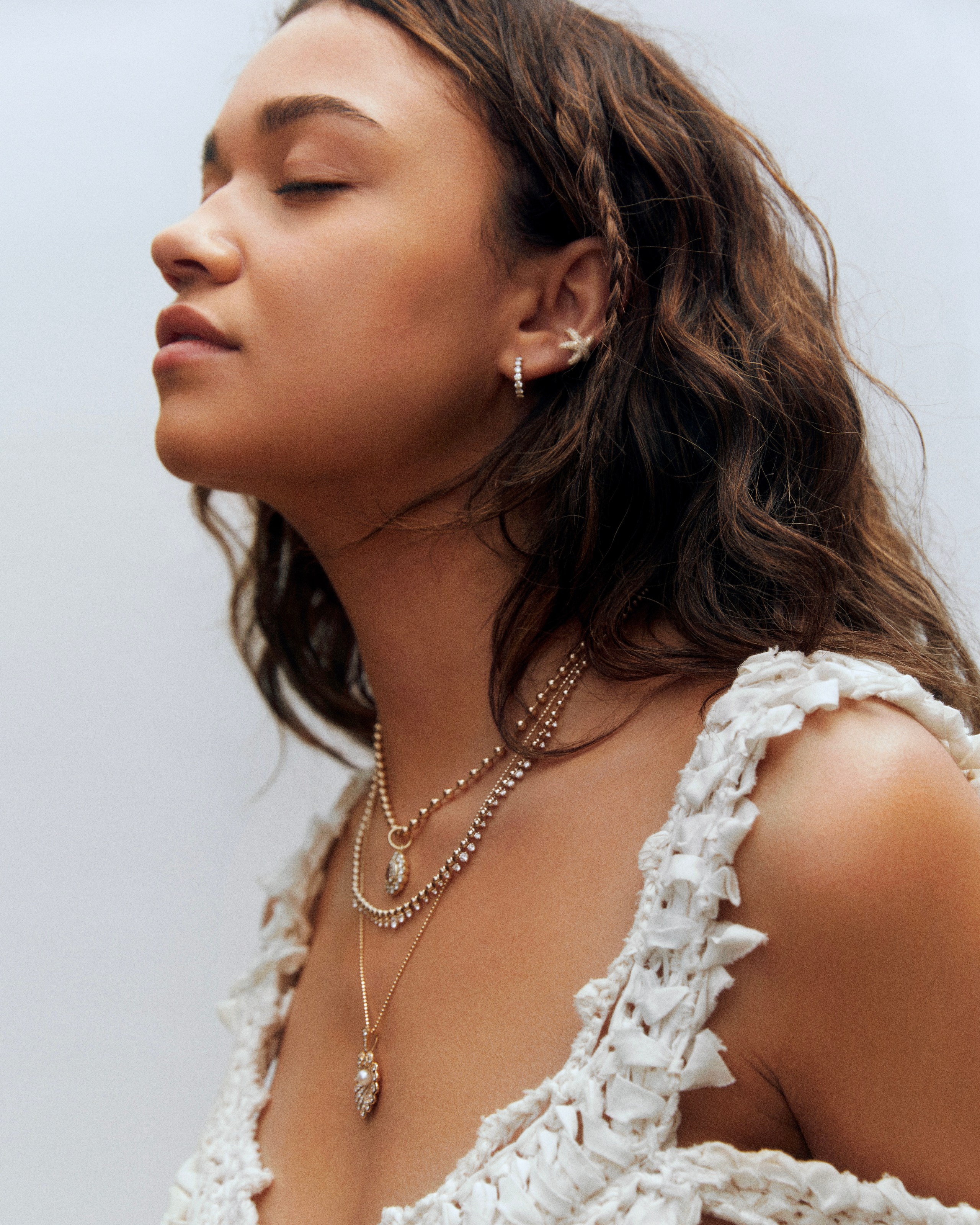 21 Natural Diamond Ear Cuffs to Add to Your Earscape This Cuffing Season 3 Outer Banks actress Madison Bailey photographed by Olivia Malone for Only Natural Diamonds wearing Adina Reyter starfish ear cuff.
