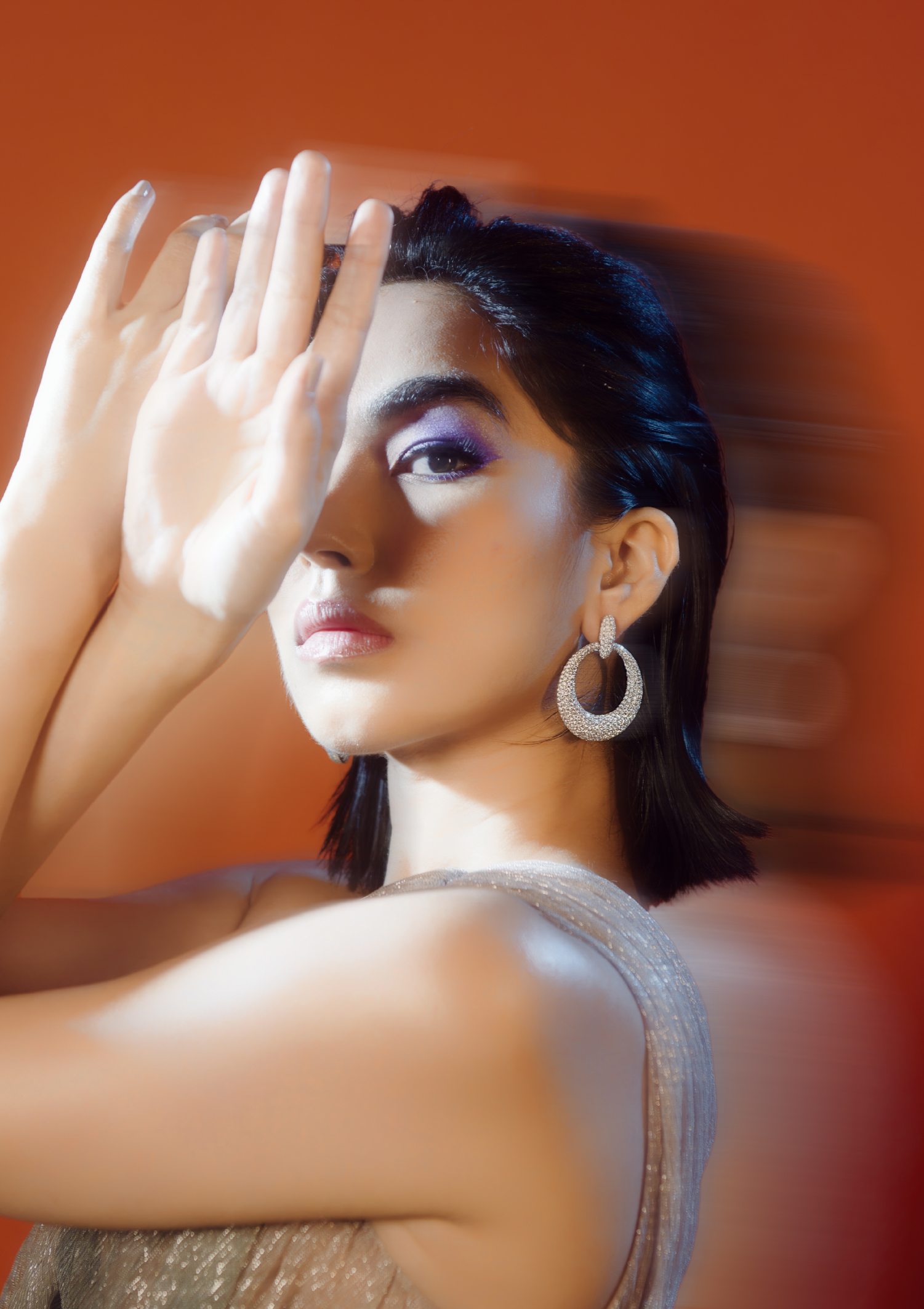Love and Excess: The Diamond House Party 7 Sparkling diamond earrings paired with a sparkling off shoulder dress for a dazzling party look