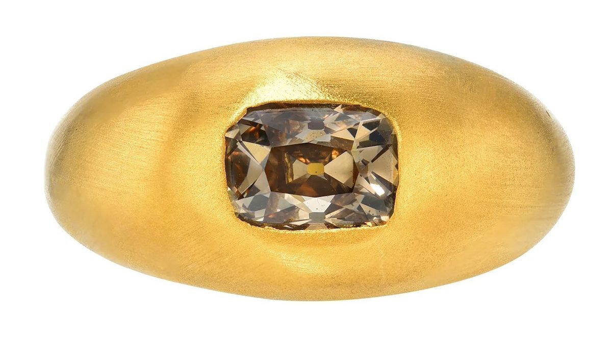 Darius Jewels Cushion Brown Diamond Signet Ring