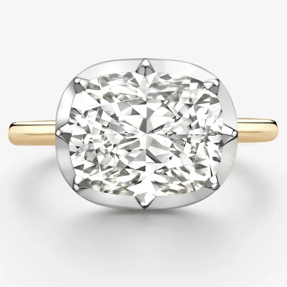Jessica McCormack East-West Cushion Diamond Button Back Ring