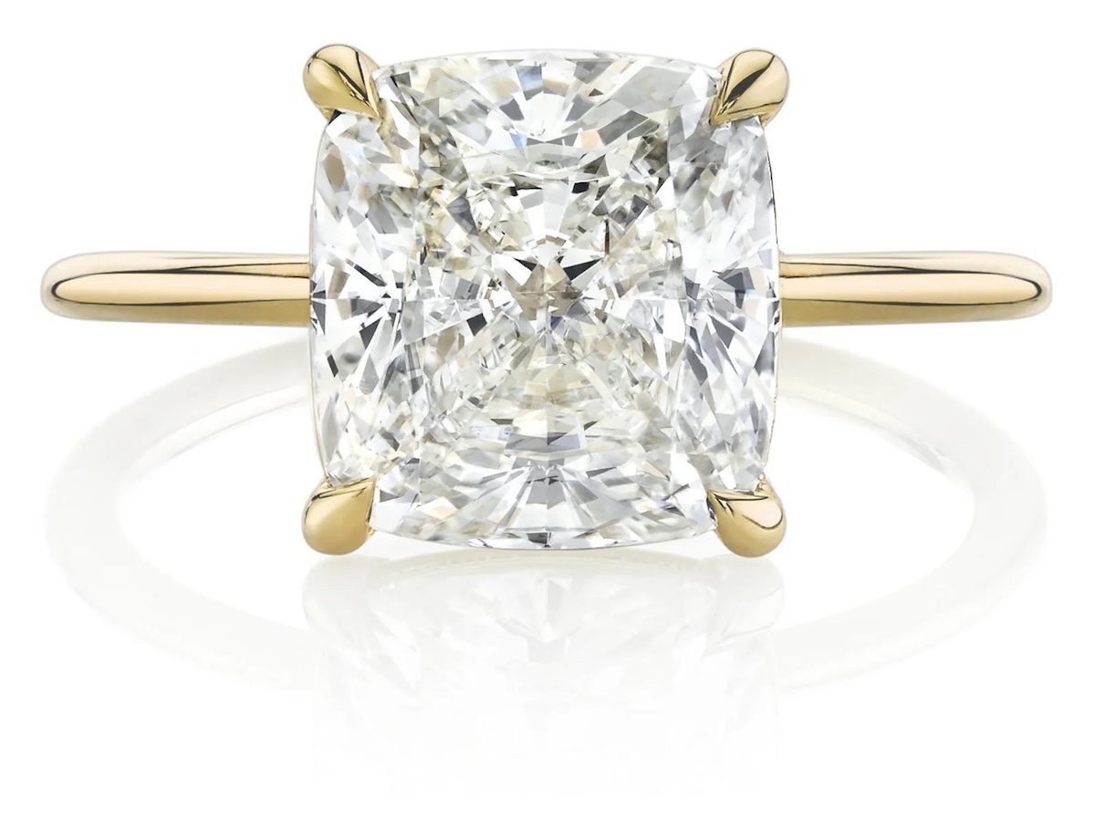 Lizzie Mandler Cushion Cut Diamond with Two Tone Signature Band