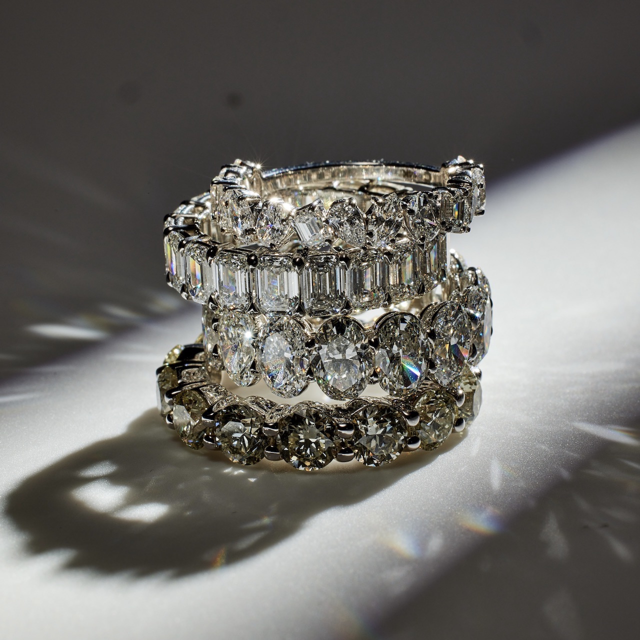 Wedding rings stacked together