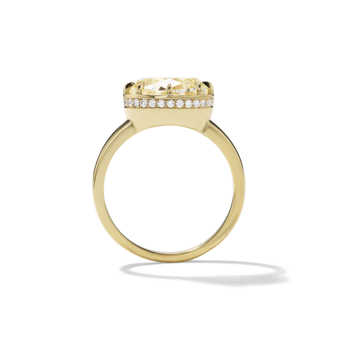 yellow diamond hidden halo engagement ring