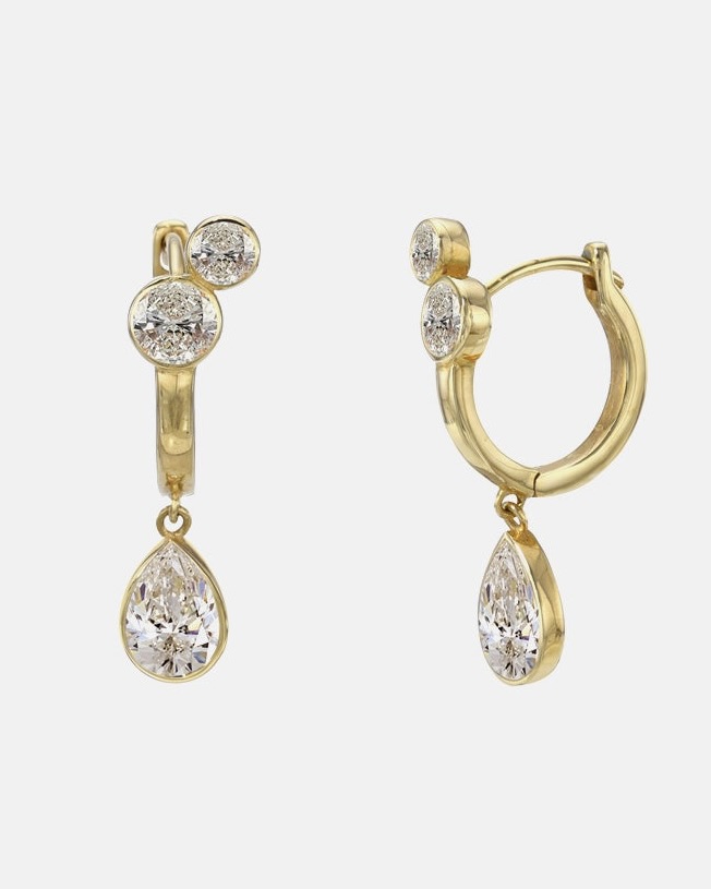 KATKIM Pear Serif Hoops, $8,600, katkimfinejewelry.com