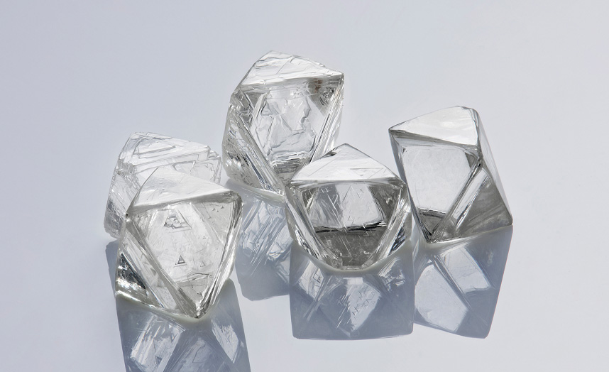 Natural Rough Diamonds before cutting and polishing.
