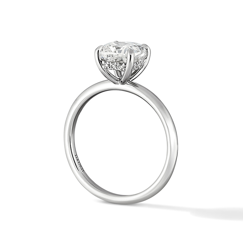 hidden halo engagement ring in white metal