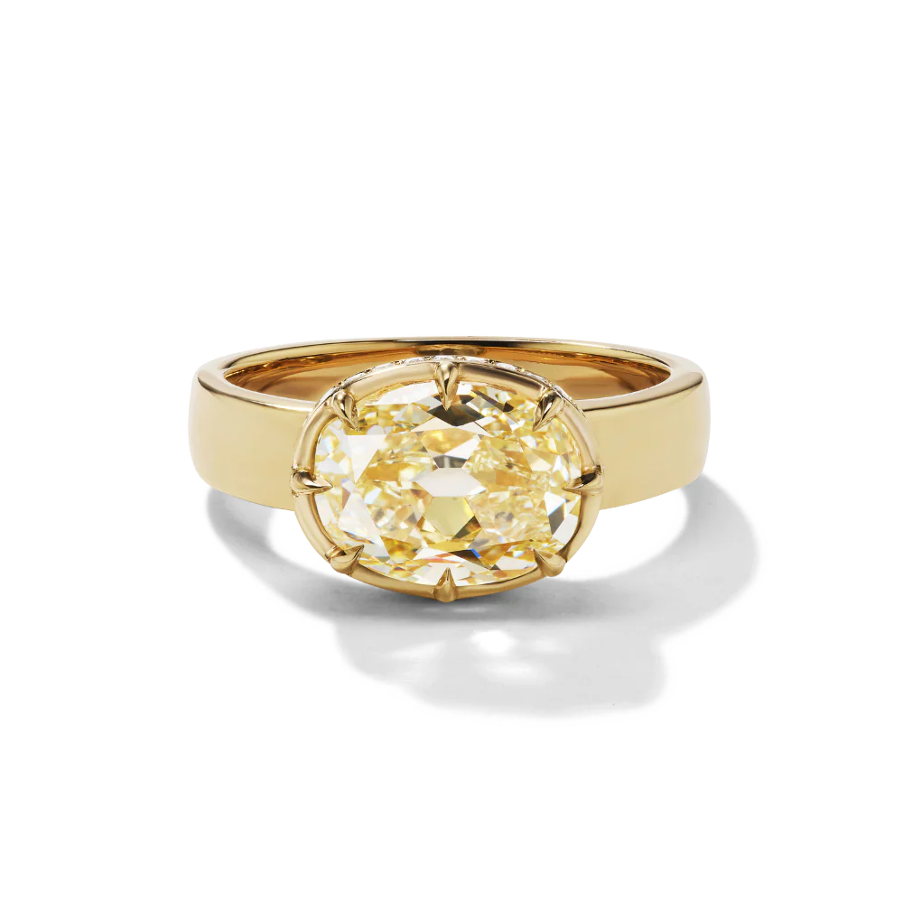 yellow diamond hidden halo engagement ring