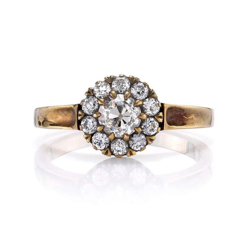 old mine cut diamond cluster ring