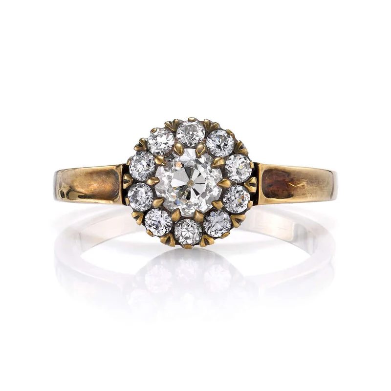 old mine cut diamond cluster ring