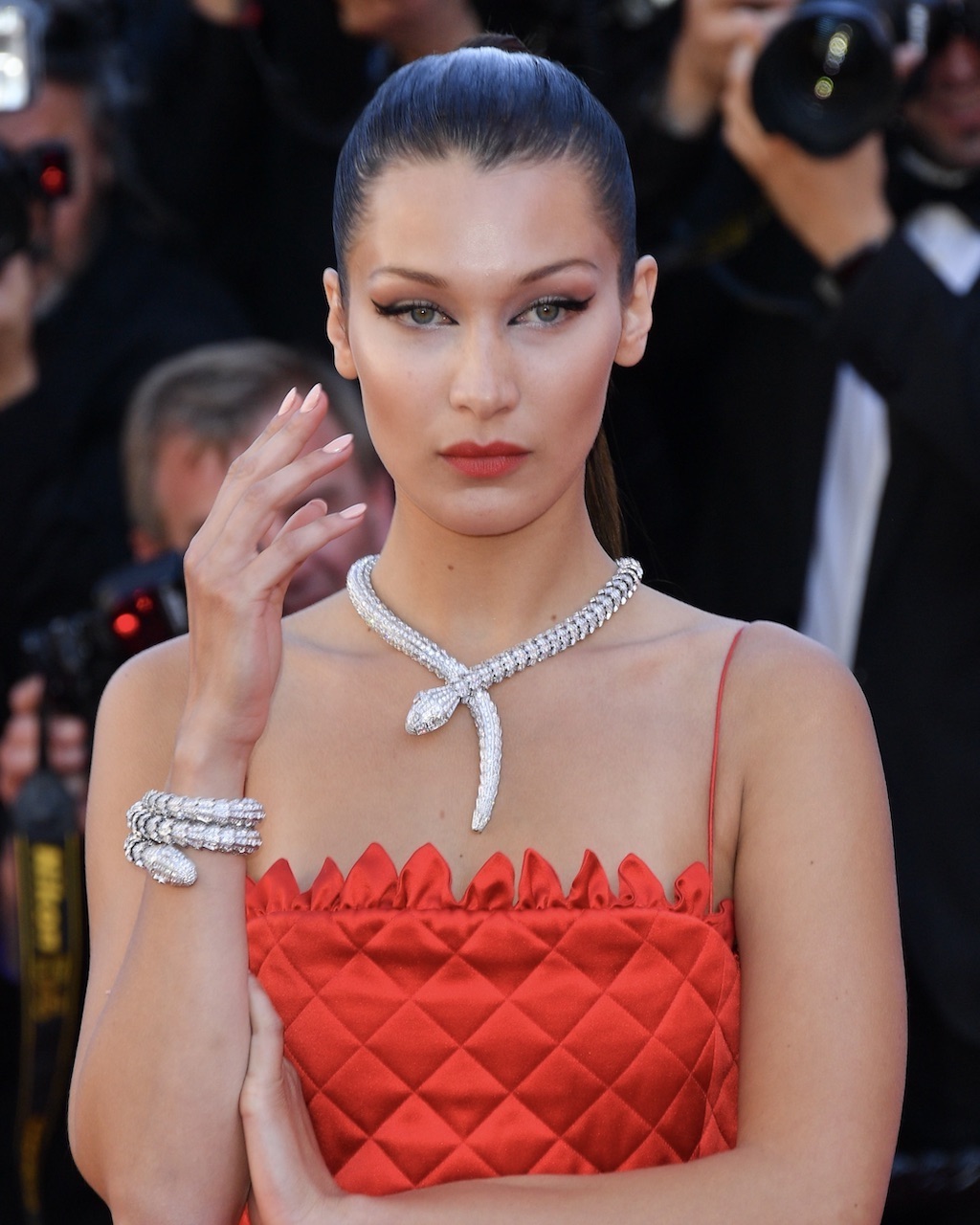 Bella Hadid Wore Bulgari Serpenti Diamond Jewelry to the 2017 Cannes Film Festival