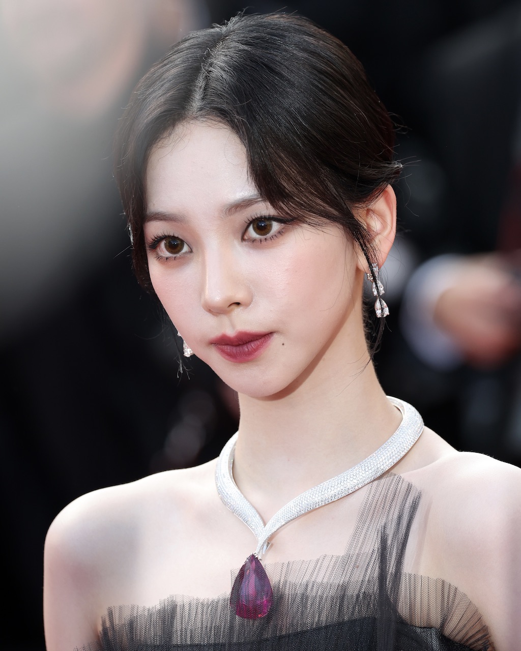 Is This Chopard Necklace The Most Popular Jewel in the History of the Cannes Film Festival? 7 Karina, member of the South Korean K-pop girl group, aespa, attends the Cannes Film Festival, wearing a diamond and rubellite Chopard necklace