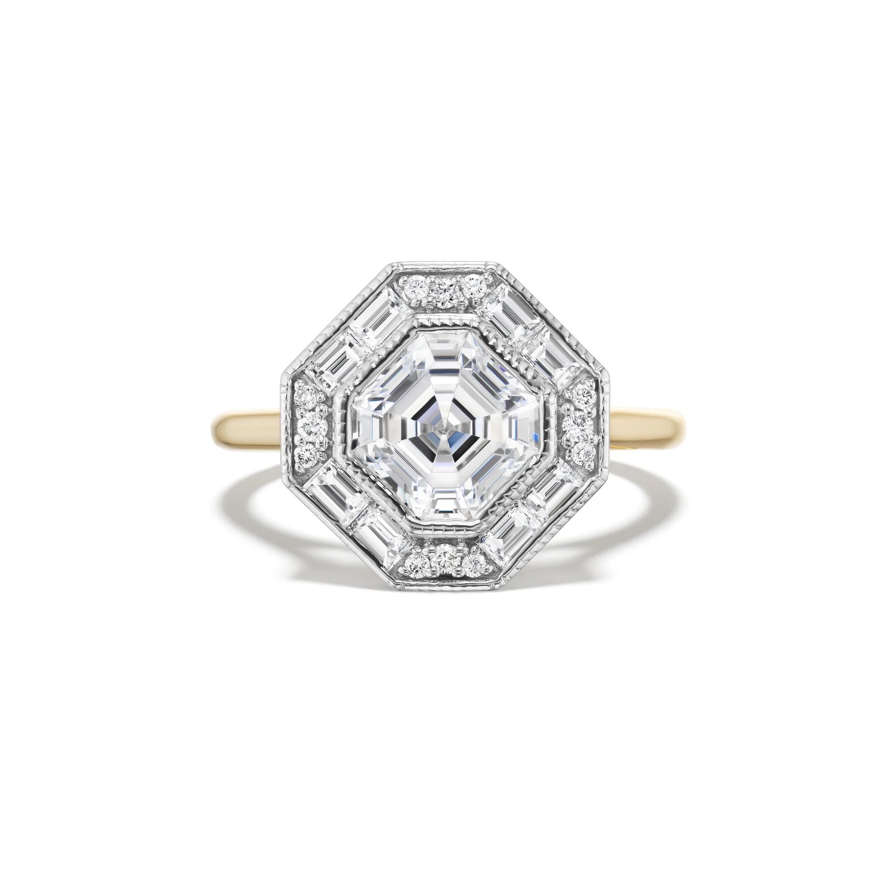 Asscher cut diamond engagement ring