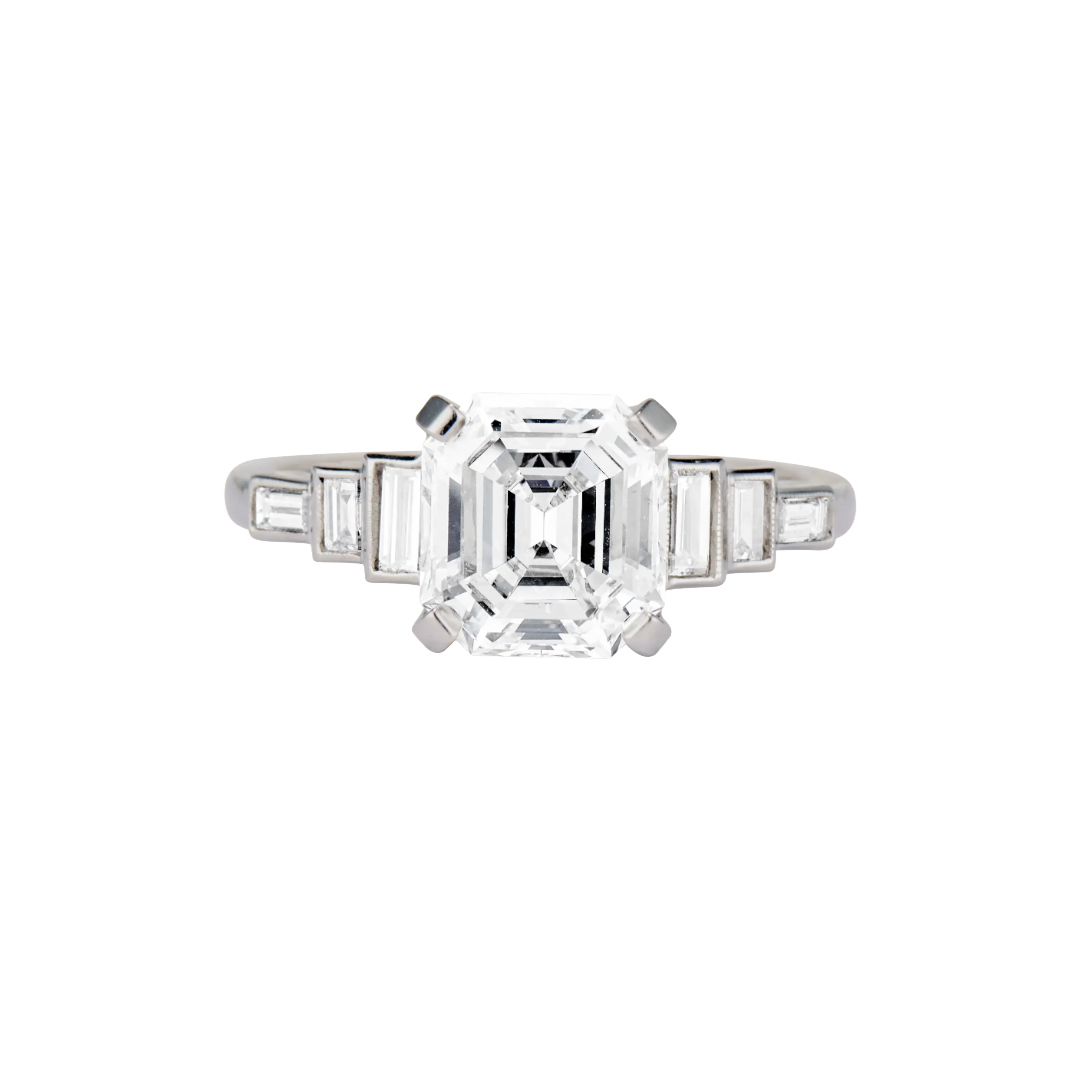 Asscher cut diamond engagement ring