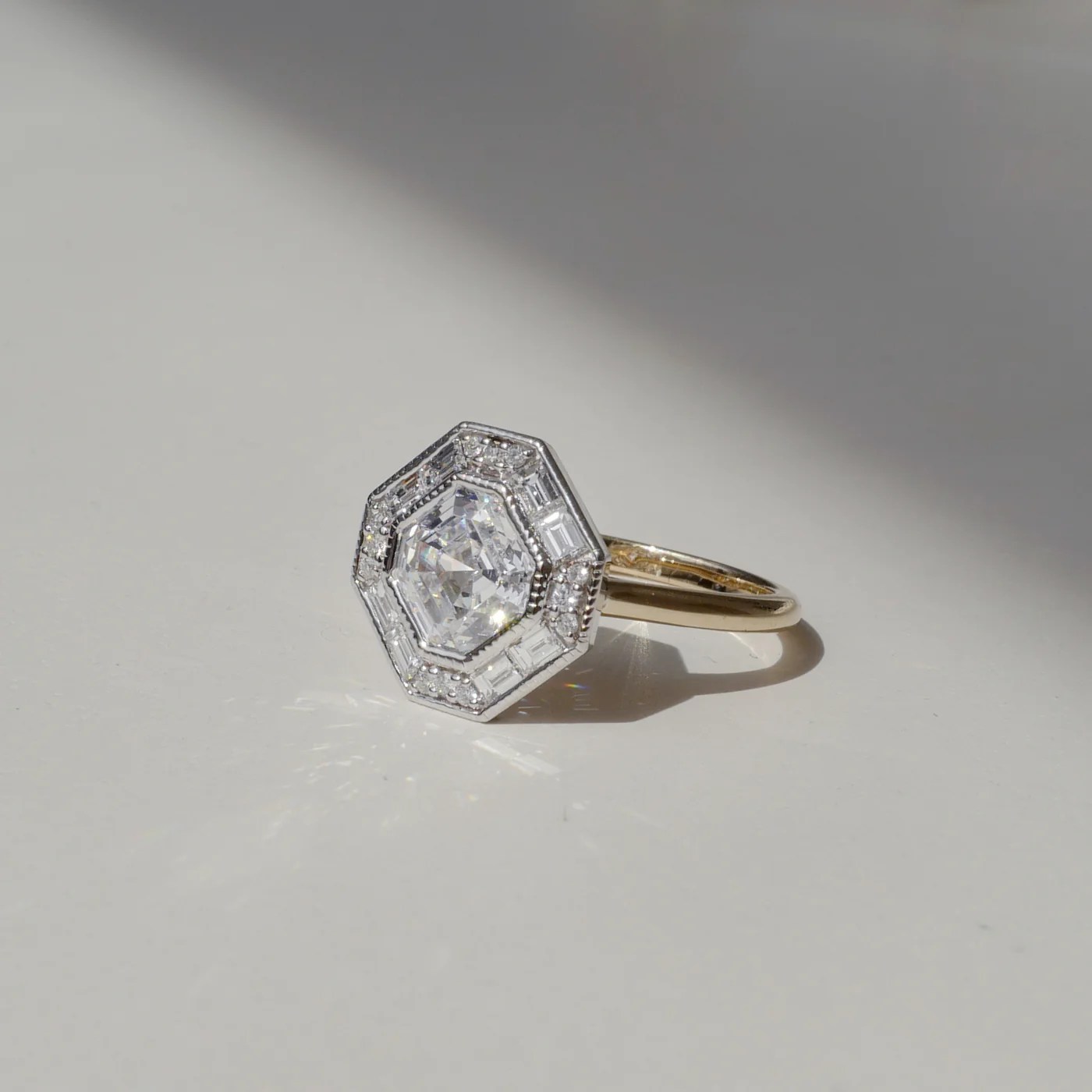 asscher cut diamond engagement ring