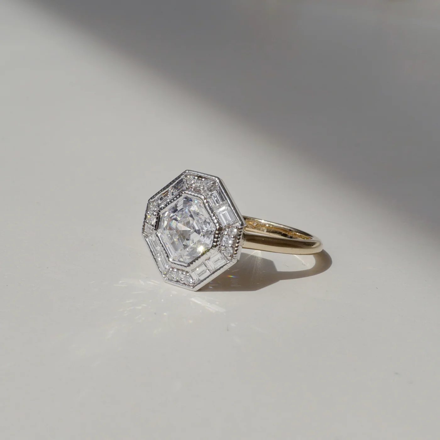 asscher cut diamond engagement ring