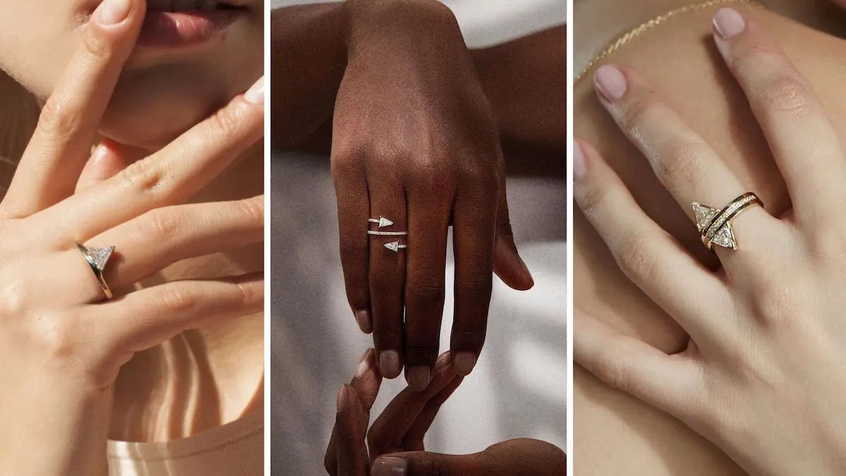 trillion cut diamond rings