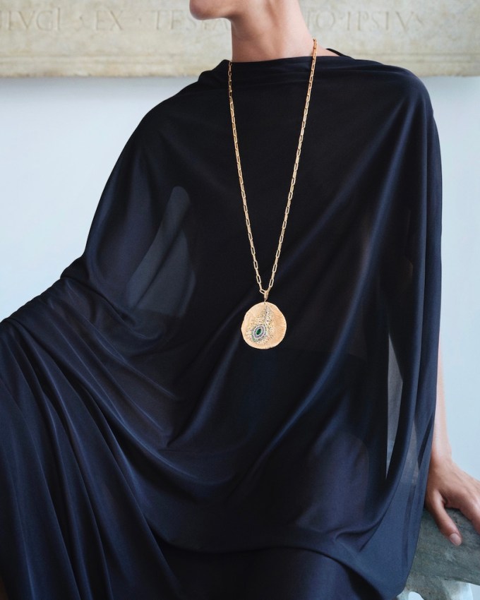 Long Necklace Mellerio Talisman Medal Paon, Price Upon Request, us.mellerio.fr