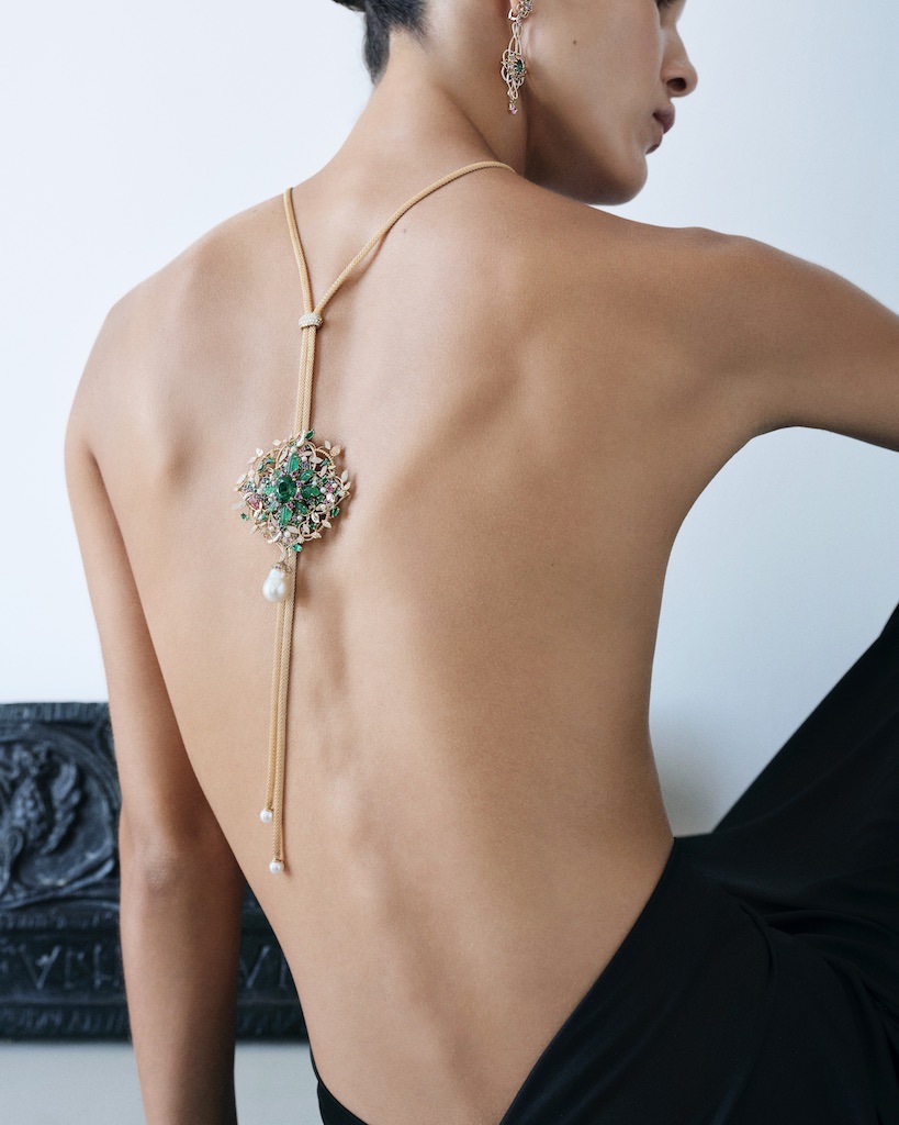Long Necklace Mellerio Tourmaline, Diamond, Emerald, Pearl, and Sapphire Bellezza Giardino Necklace, Price Upon Request, us.mellerio.fr