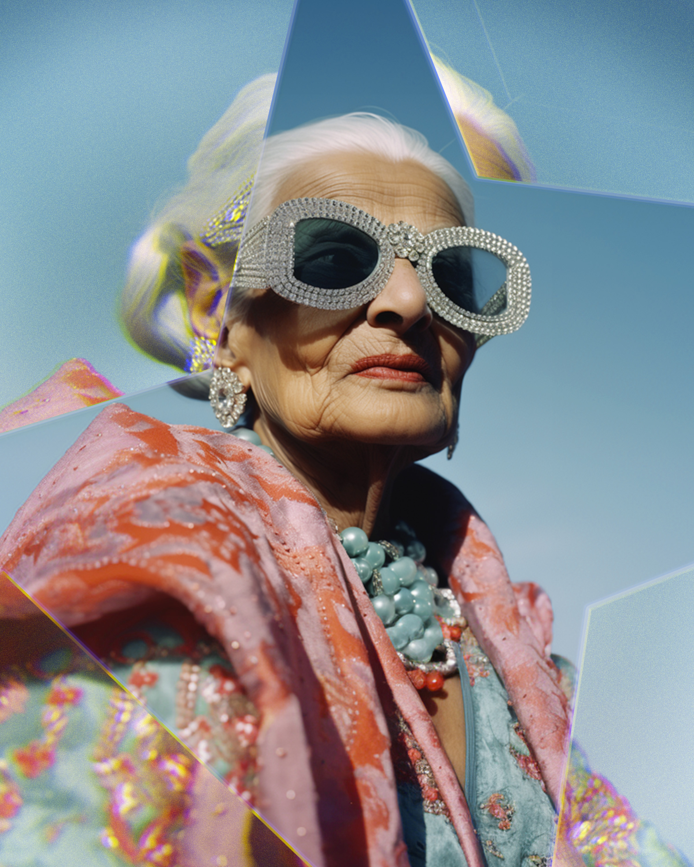 The Diamond That Stays When Everything Else Changes 5 Grandmother at her 80s wearing round diamond earrings for a music festival
