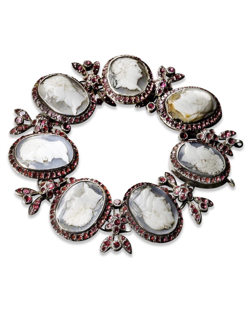 The $1M Mellerio Jardin des Rêves Pineapple Necklace Just Stole the Show at Versailles 9 7 antique cameos, garnets and silver bracelet purchased by Queen Marie-Antoinette. Mellerio Heritage collection