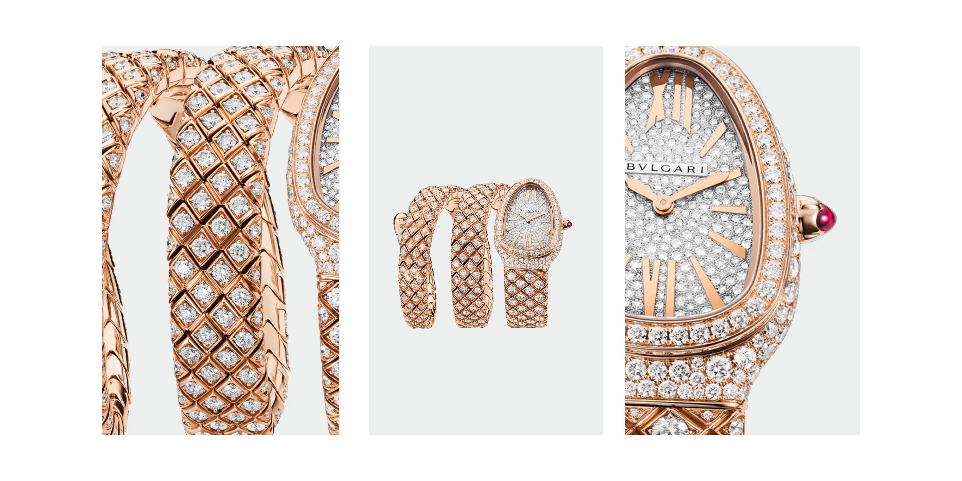 Bulgari Serpenti Spiga rose gold natural diamond watch
