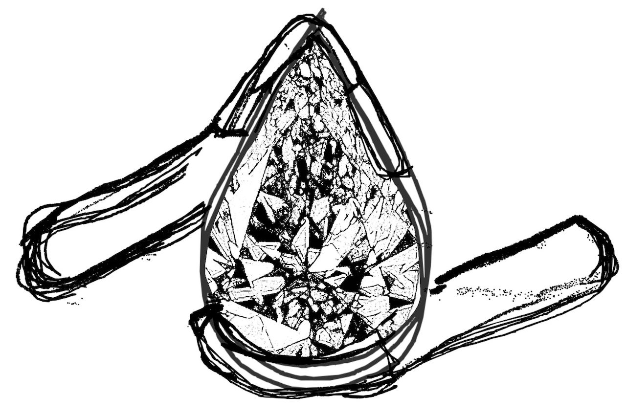 Bernard James, the Reluctant Engagement Ring Designer, Stays True to His Art 3 Sketch of Bernard James Pear-shaped Asymm Ring Design