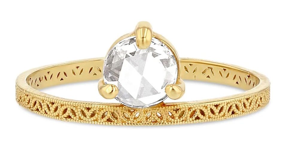 Why the Rose Cut Diamond Ring Is Still In Full Bloom 5 rose cut diamond ring on gold band